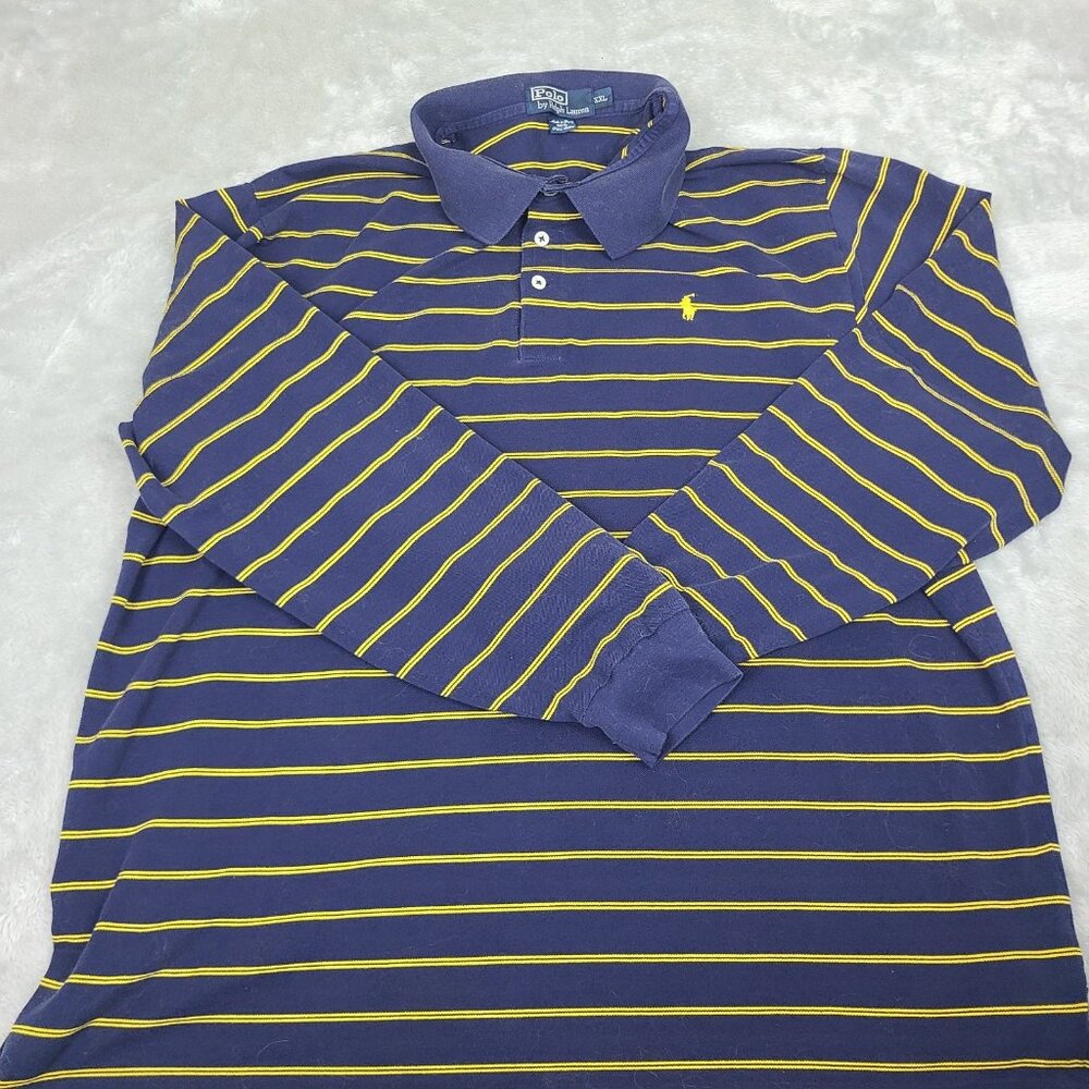 Polo Ralph Lauren Pima Cotton Pullover Long Sleeve Blue & Yellow SZ‎ 2XL Henley